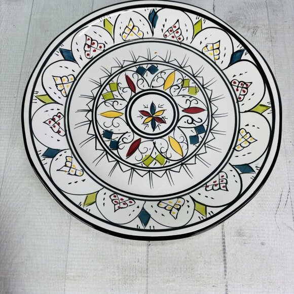 Tabletops Gallery GUADALAJARA Multicolor Diamonds Dots Dinner Plates Set OF 2 - Picture 2 of 16